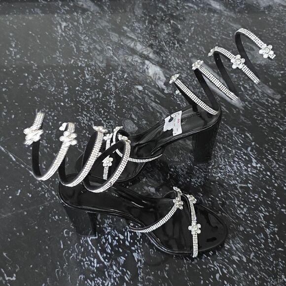 BRAND NEW WILD DIVA ELEGANT RHINESTONE STRAPPY BLOCK-HEEL SANDAL - Picture 7 of 16